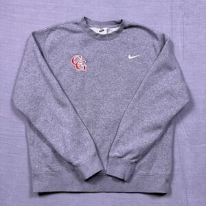 Nike‎ Mens Gray Crewneck Sweatshirt CG HS Logo Swoosh Athletic Fleece Medium